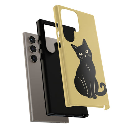 Minimalist Butter Yellow & Black Cat Phone Case