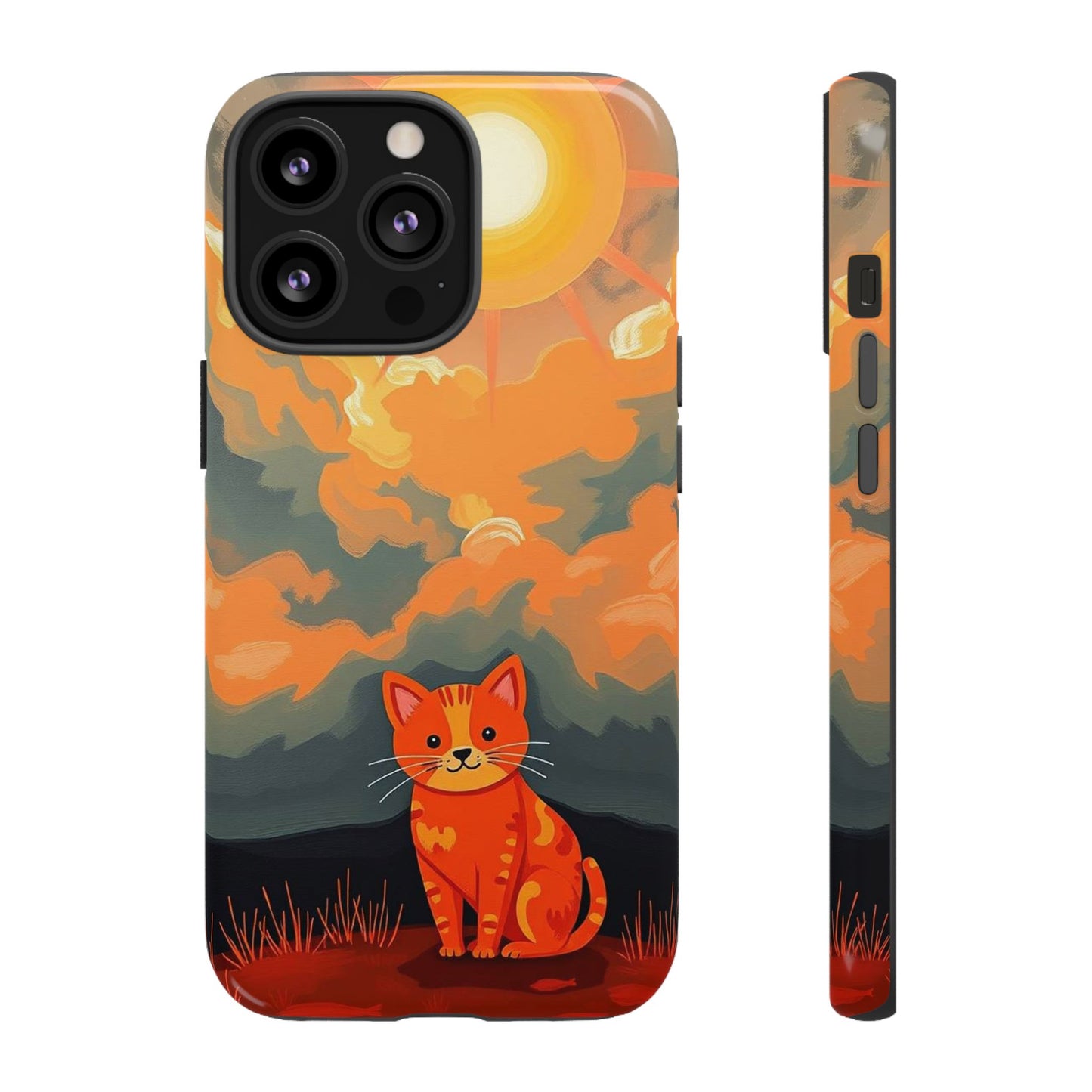 iPhone 13 Pro / Glossy Phone Case - Acrylic Painting Style Cat Design Phone Case