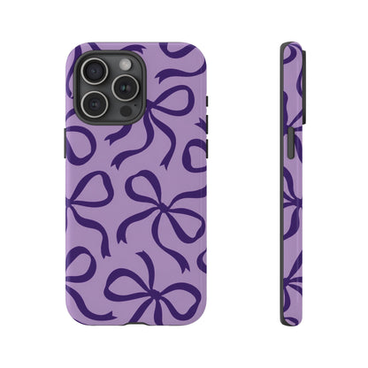 Bold Lilac and Deep Purple Bow Pattern Phone Case