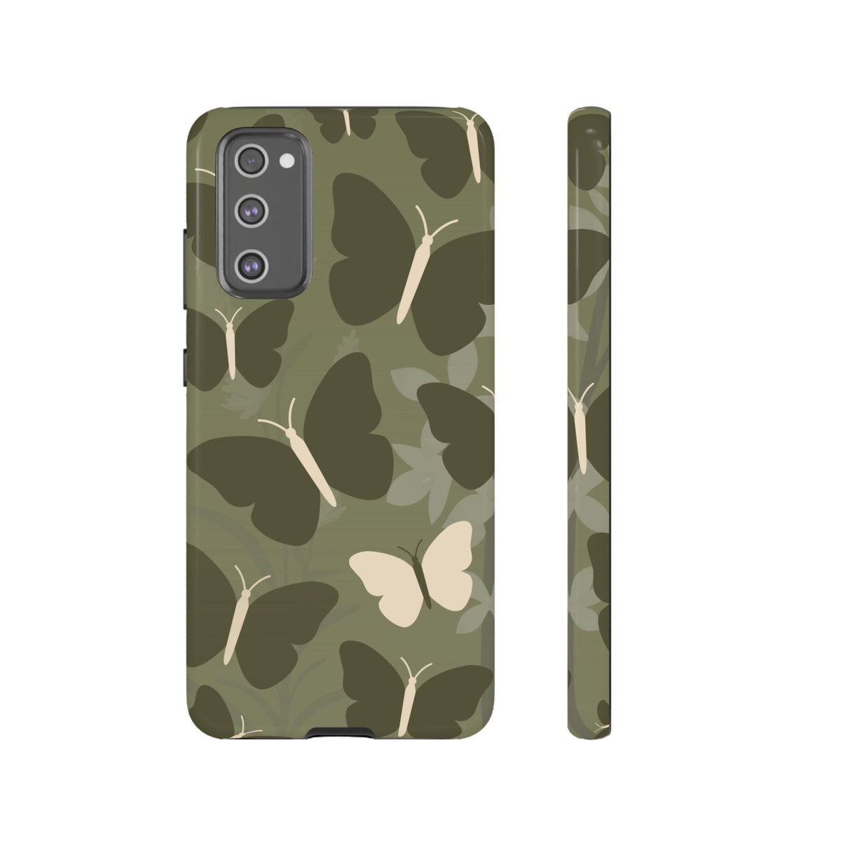 Minimalist Olive Green Butterfly Pattern Phone Case - Green Phone Case - Samsung Galaxy S20 FE / Glossy