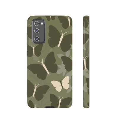 Minimalist Olive Green Butterfly Pattern Phone Case - Green Phone Case - Samsung Galaxy S20 FE / Glossy