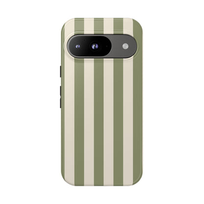 Olive & Beige Stripe Pattern Phone Case - Green Phone Case - Google Pixel 9 / Glossy