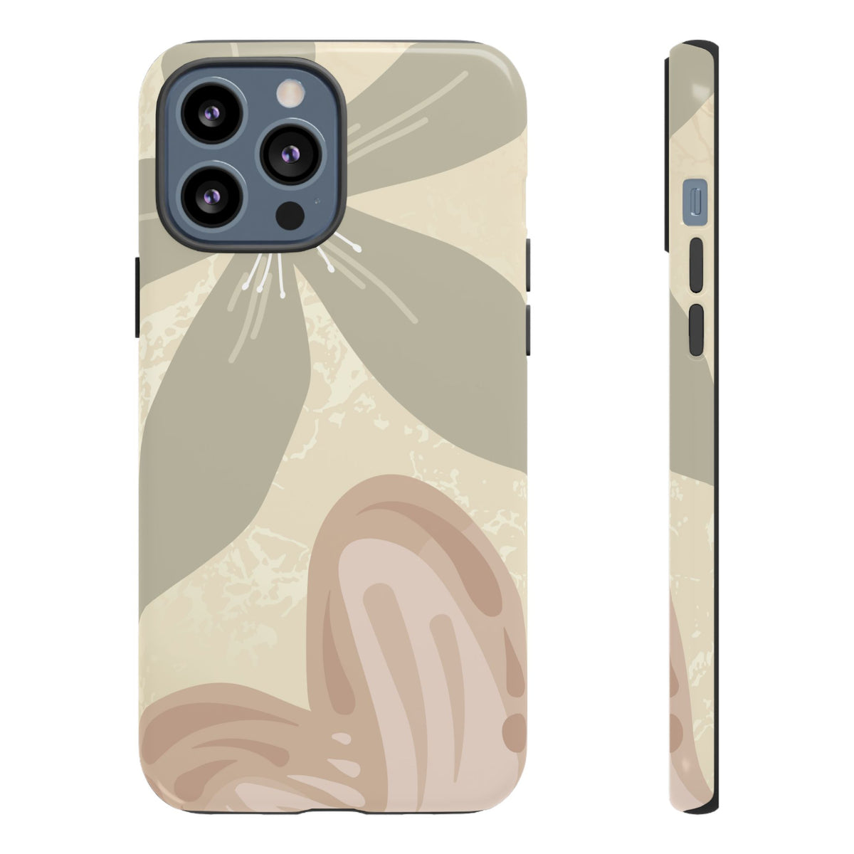 Hibiscus Heart Pattern Phone Case - Beige Phone Case - iPhone 13 Pro Max / Glossy