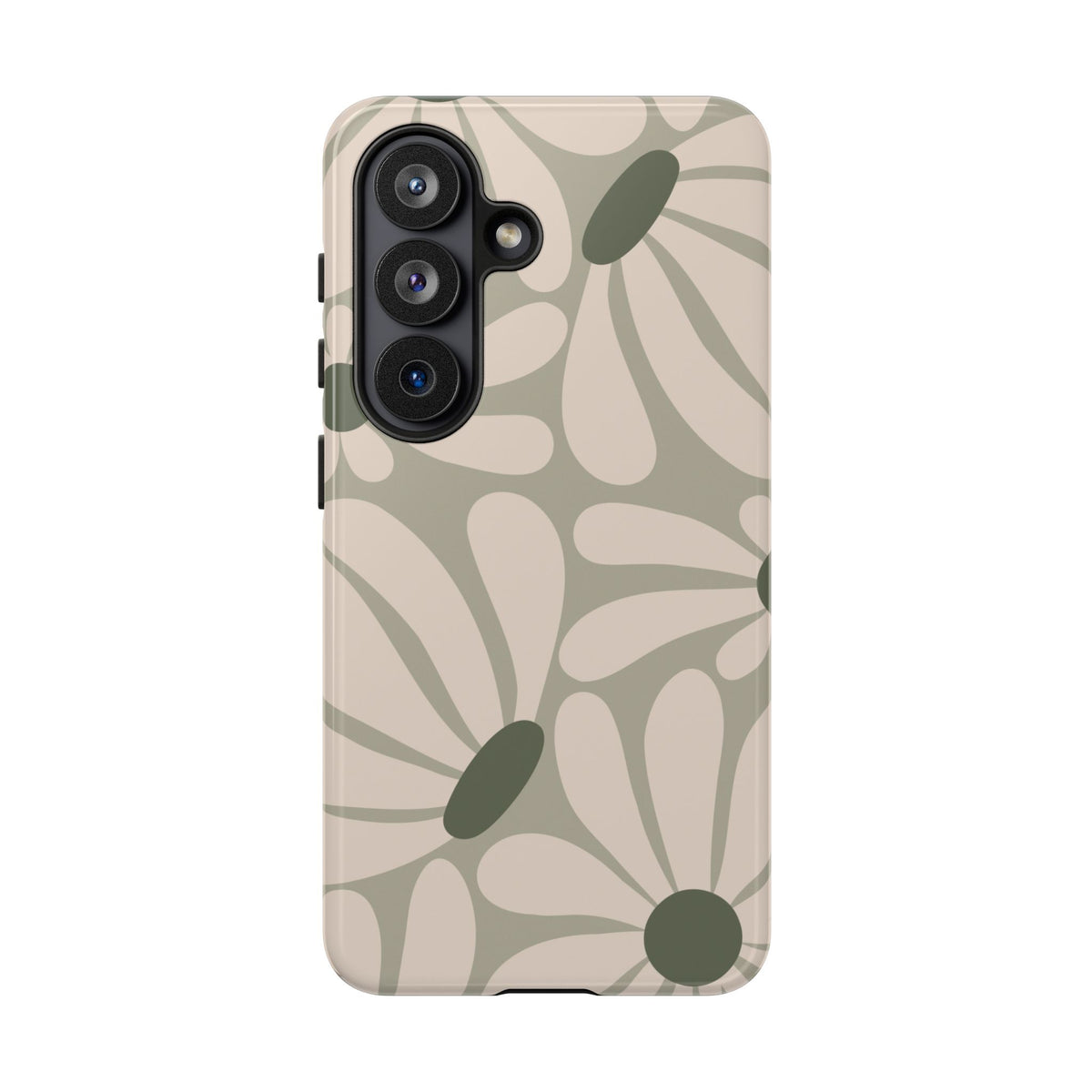 Retro Cream & Green Daisy Pattern Phone Case - White Phone Case - Samsung Galaxy S26 / Glossy