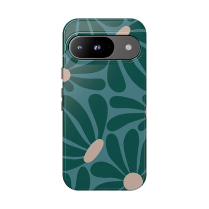 Retro Turquoise Daisy Pattern Phone Case - Green Phone Case - Google Pixel 9 / Glossy