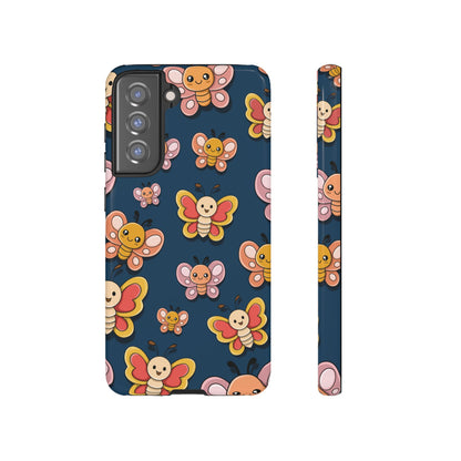 Dark Blue Butterfly Sticker Design Phone Case - Blue Phone Case - Samsung Galaxy S21 FE / Glossy