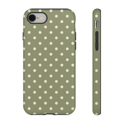 iPhone 8 / Glossy Phone Case - ’Green & White Dot Pattern’ Phone Case