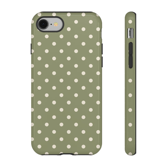iPhone 8 / Glossy Phone Case - ’Green & White Dot Pattern’ Phone Case