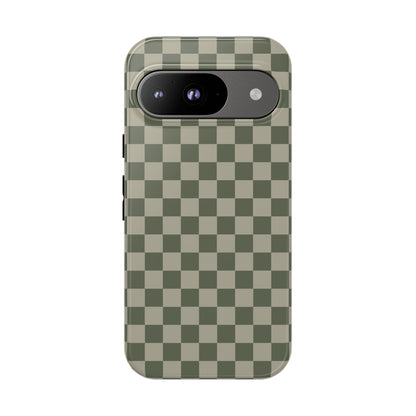 Bold Olive Green Checked Pattern Phone Case - Green Phone Case - Google Pixel 9 / Glossy
