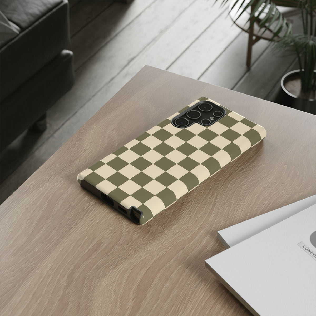 Green Checked Pattern Phone Case - Green Phone Case