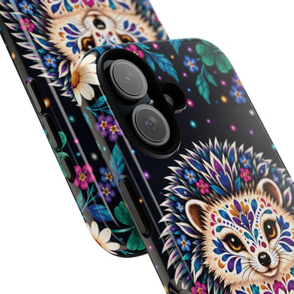 Vibrant Purple and Teal Calavera Hedgehog Phone Case - Multicolor Phone Case