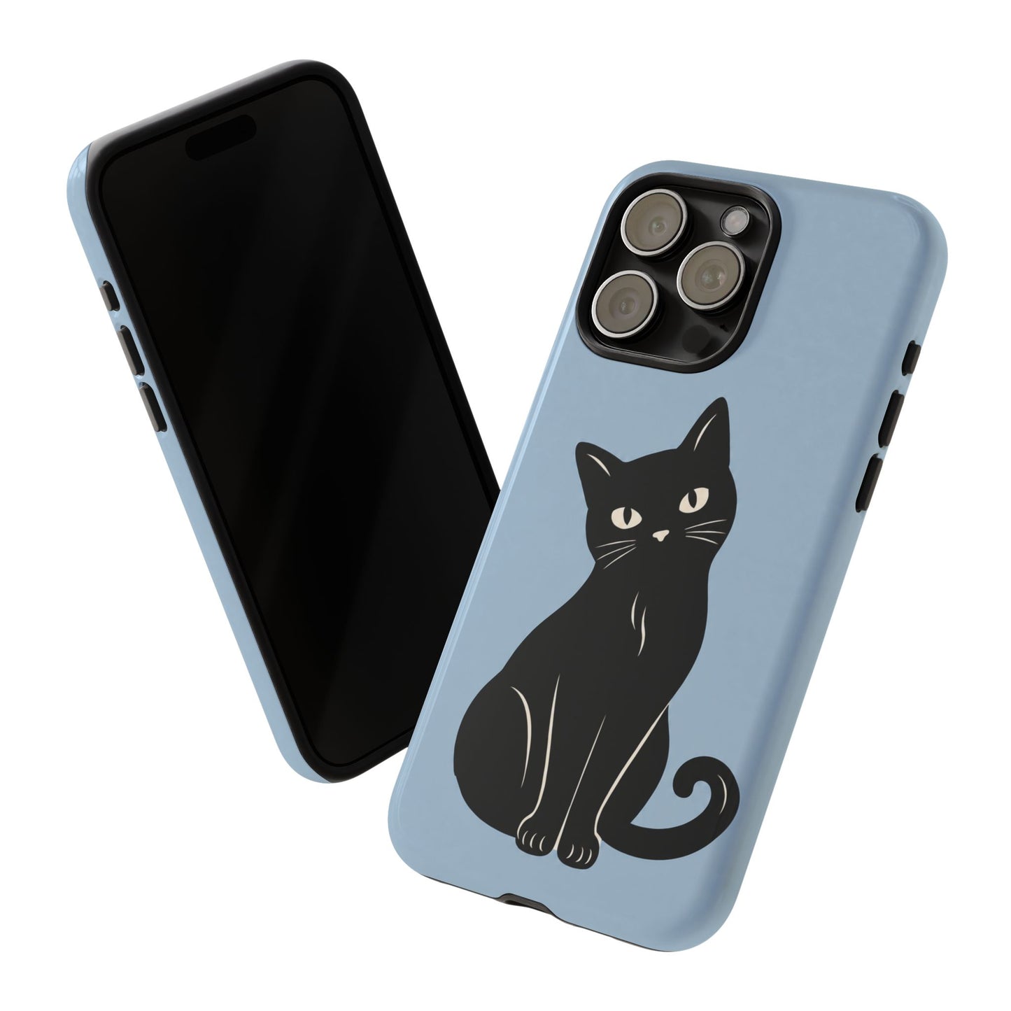Minimalist Powder Blue & Black Cat Phone Case