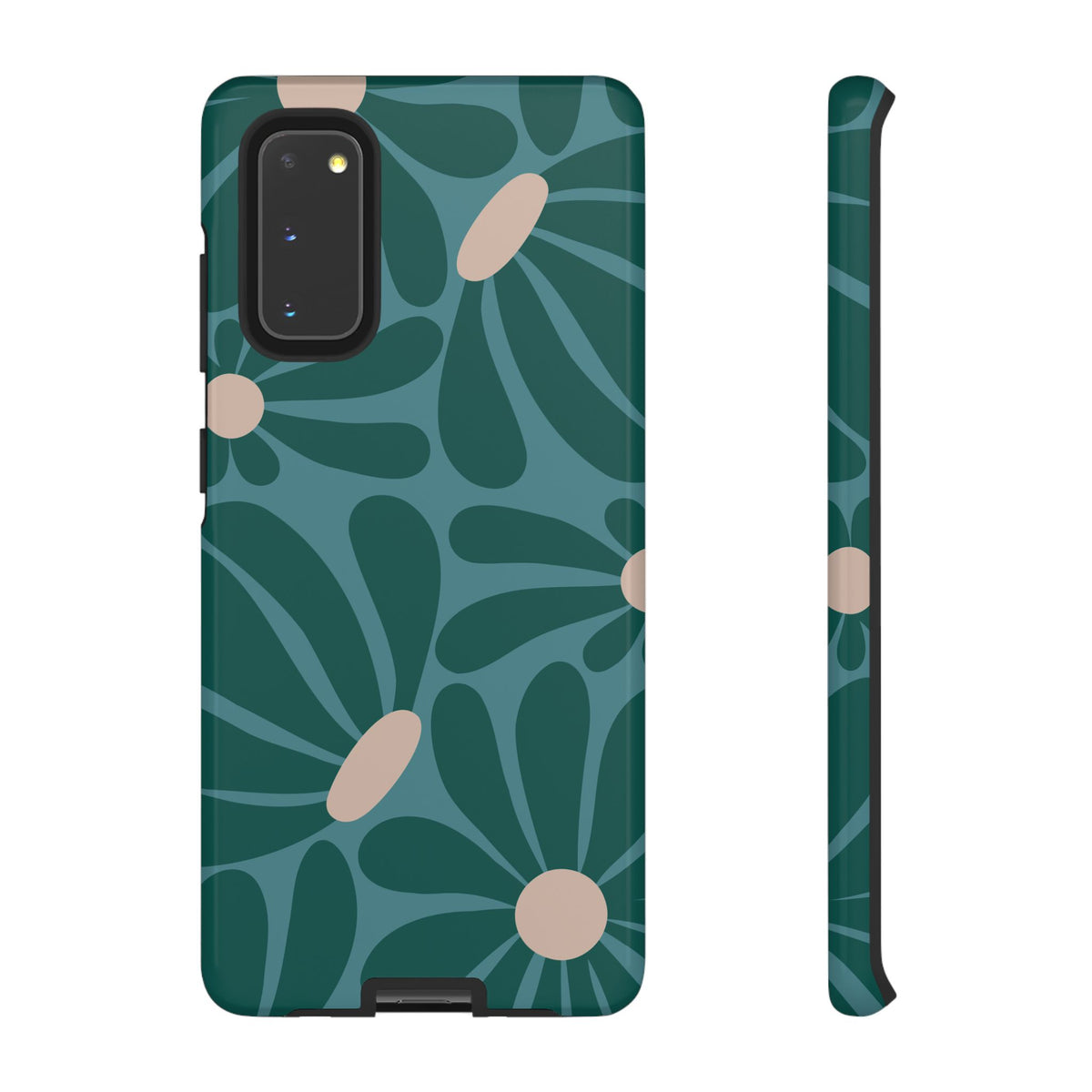 Retro Turquoise Daisy Pattern Phone Case - Green Phone Case - Samsung Galaxy S20 / Glossy
