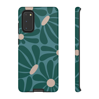 Retro Turquoise Daisy Pattern Phone Case - Green Phone Case - Samsung Galaxy S20 / Glossy