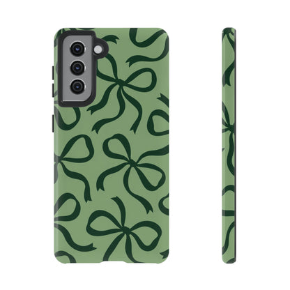 Bold Sage Green and Forest Green Bow Pattern Phone Case