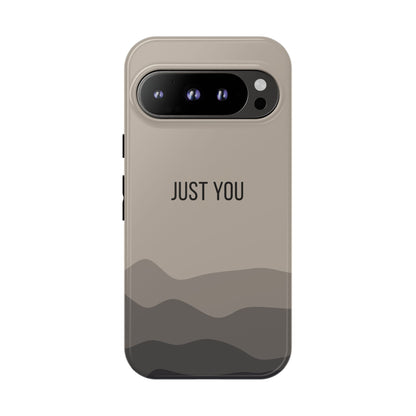 Google Pixel 9 Pro / Glossy Phone Case - Minimalist Beige Waves ’Just You’ Statement Phone Case