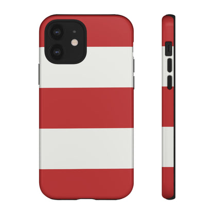 iPhone 12 / Glossy Phone Case - Red & White Horizontal Stripe Pattern Phone Case