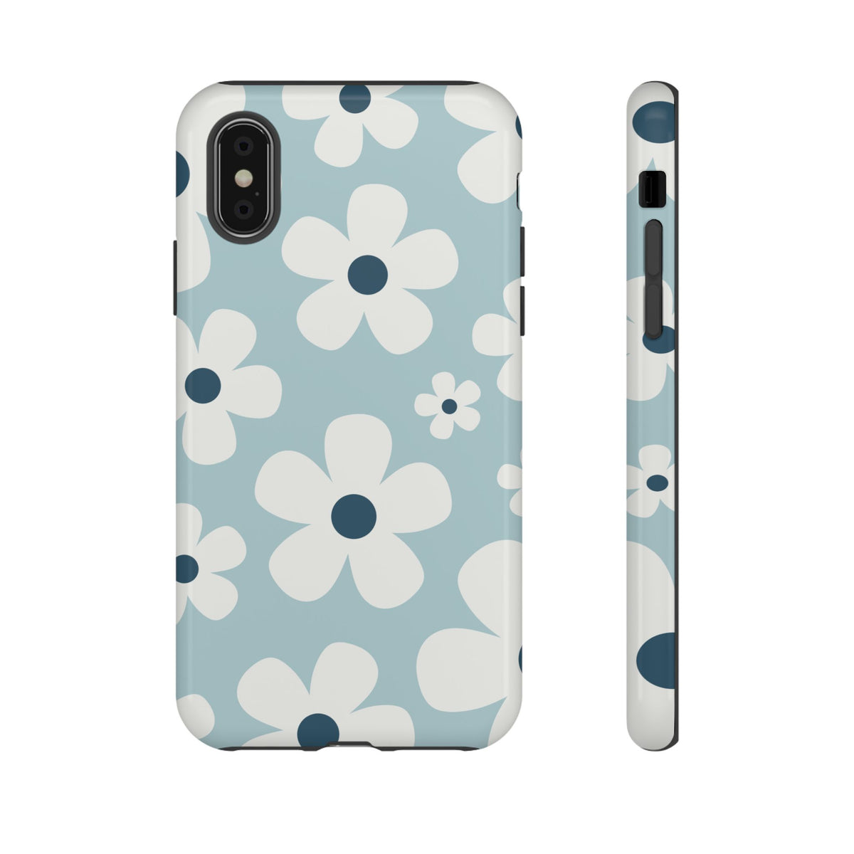 Cute Light Blue Daisy Pattern Phone Case - Blue Phone Case - iPhone XS / Glossy