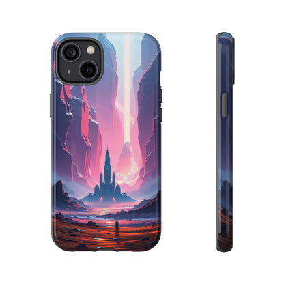 iPhone 14 Plus / Glossy Phone Case - Alien Fortress Design Phone Case