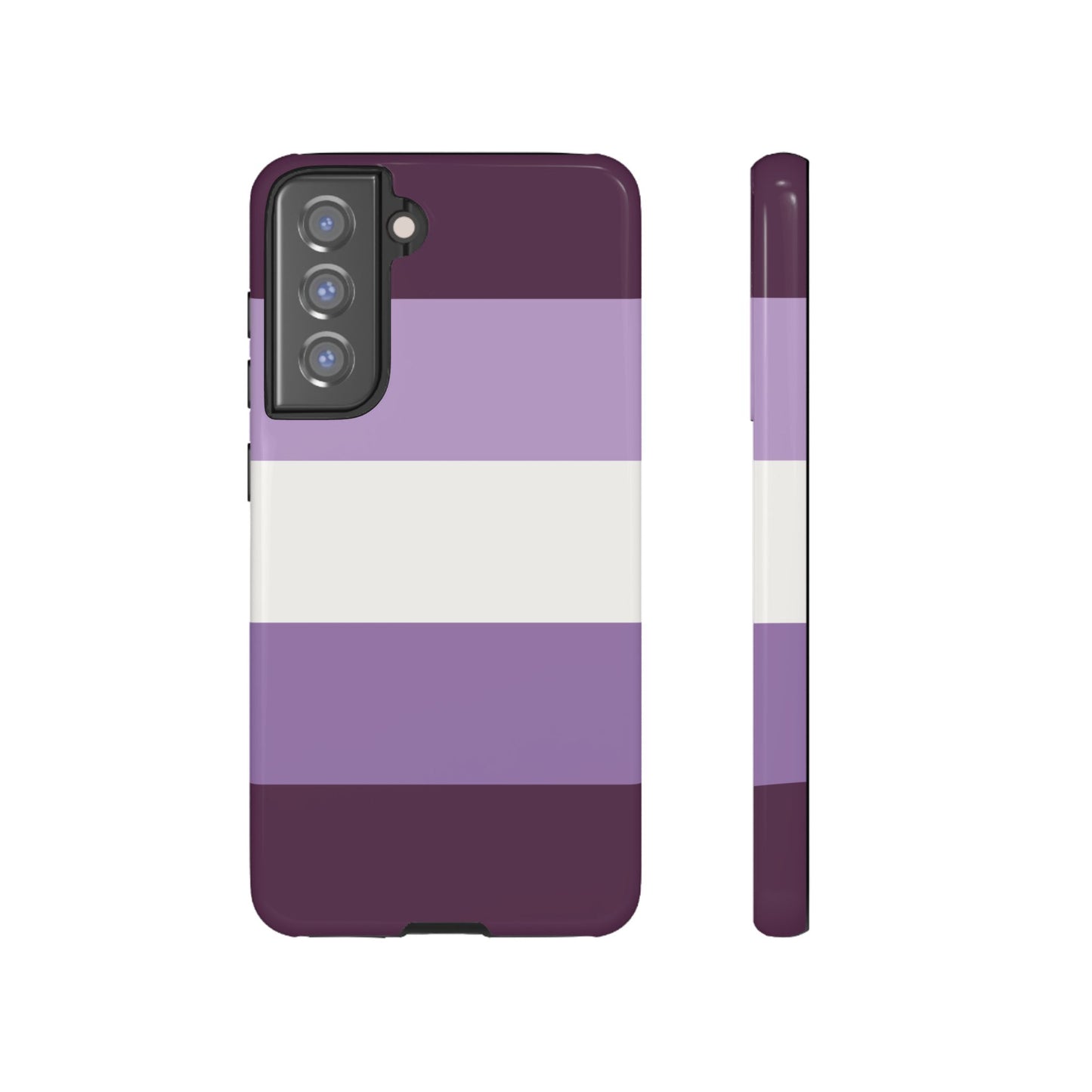 Samsung Galaxy S21 FE / Glossy Phone Case - Purple Stripe Pattern Phone Case