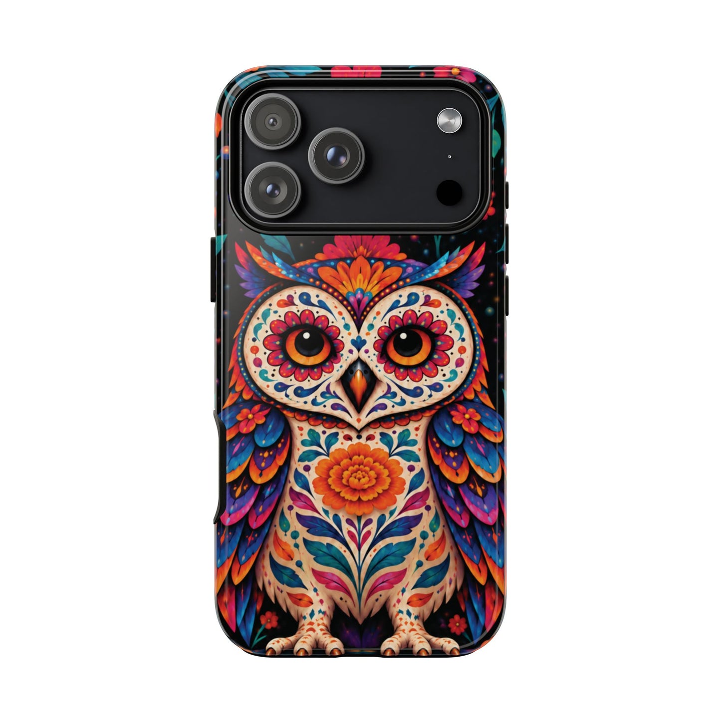 Vibrant Orange and Turquoise Calavera Owl Phone Case - Multicolor Phone Case - iPhone 17 Pro Max / Glossy