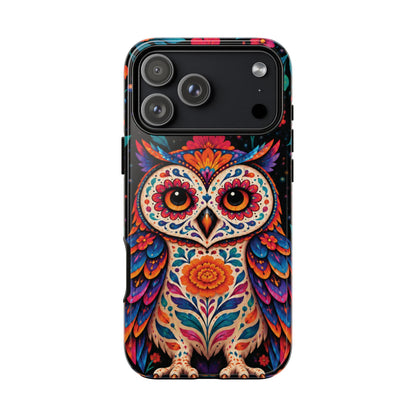 Vibrant Orange and Turquoise Calavera Owl Phone Case - Multicolor Phone Case - iPhone 17 Pro Max / Glossy