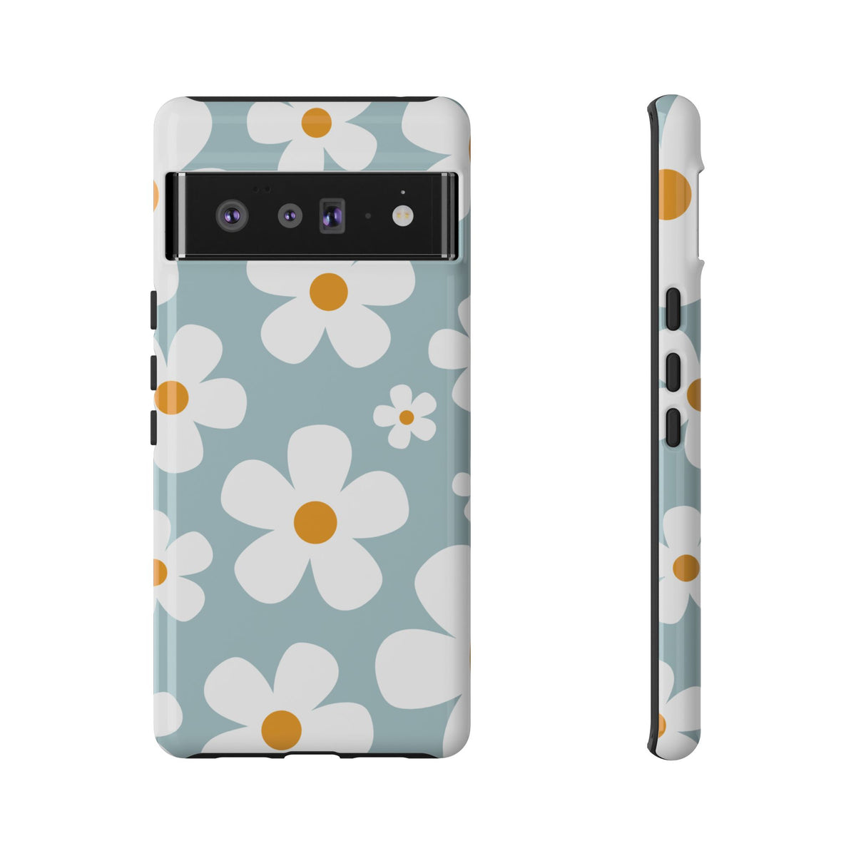 Cute Blue Daisy Pattern Phone Case - Blue Phone Case - Google Pixel 6 Pro / Glossy