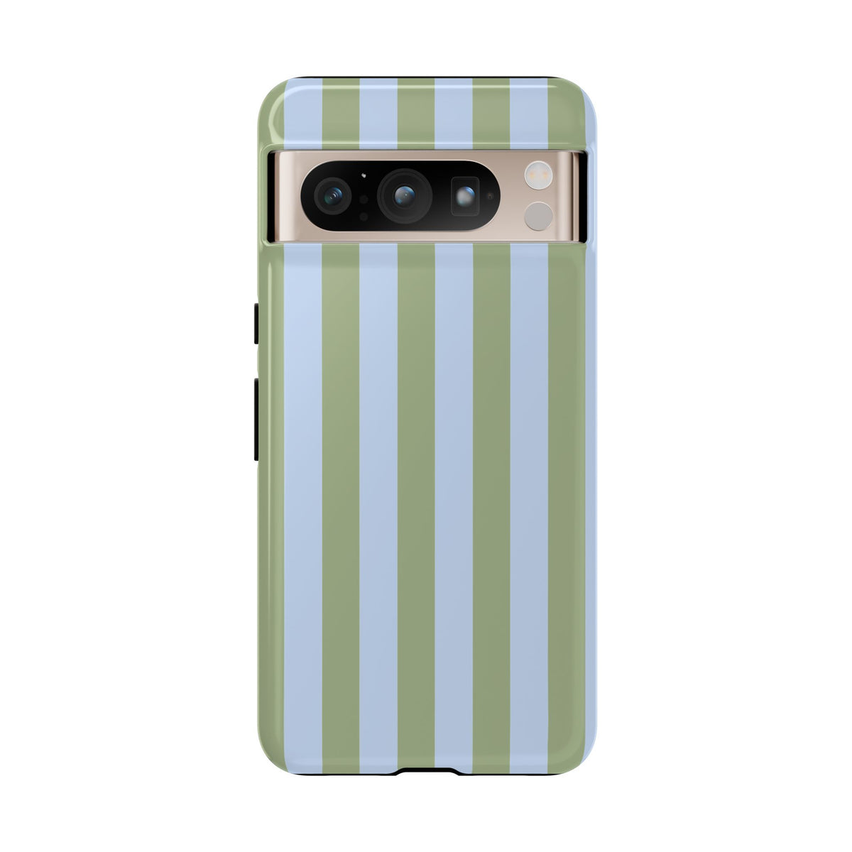 Trendy Ice Blue & Green Stripe Pattern Phone Case - Blue Phone Case - Google Pixel 8 Pro / Glossy