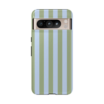 Trendy Ice Blue & Green Stripe Pattern Phone Case - Blue Phone Case - Google Pixel 8 Pro / Glossy