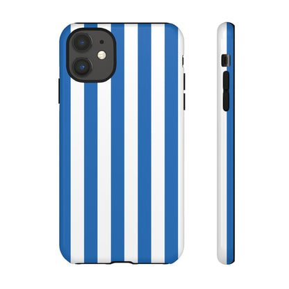iPhone 11 / Glossy Phone Case - Simple Light Blue & White Stripe Pattern Phone Case