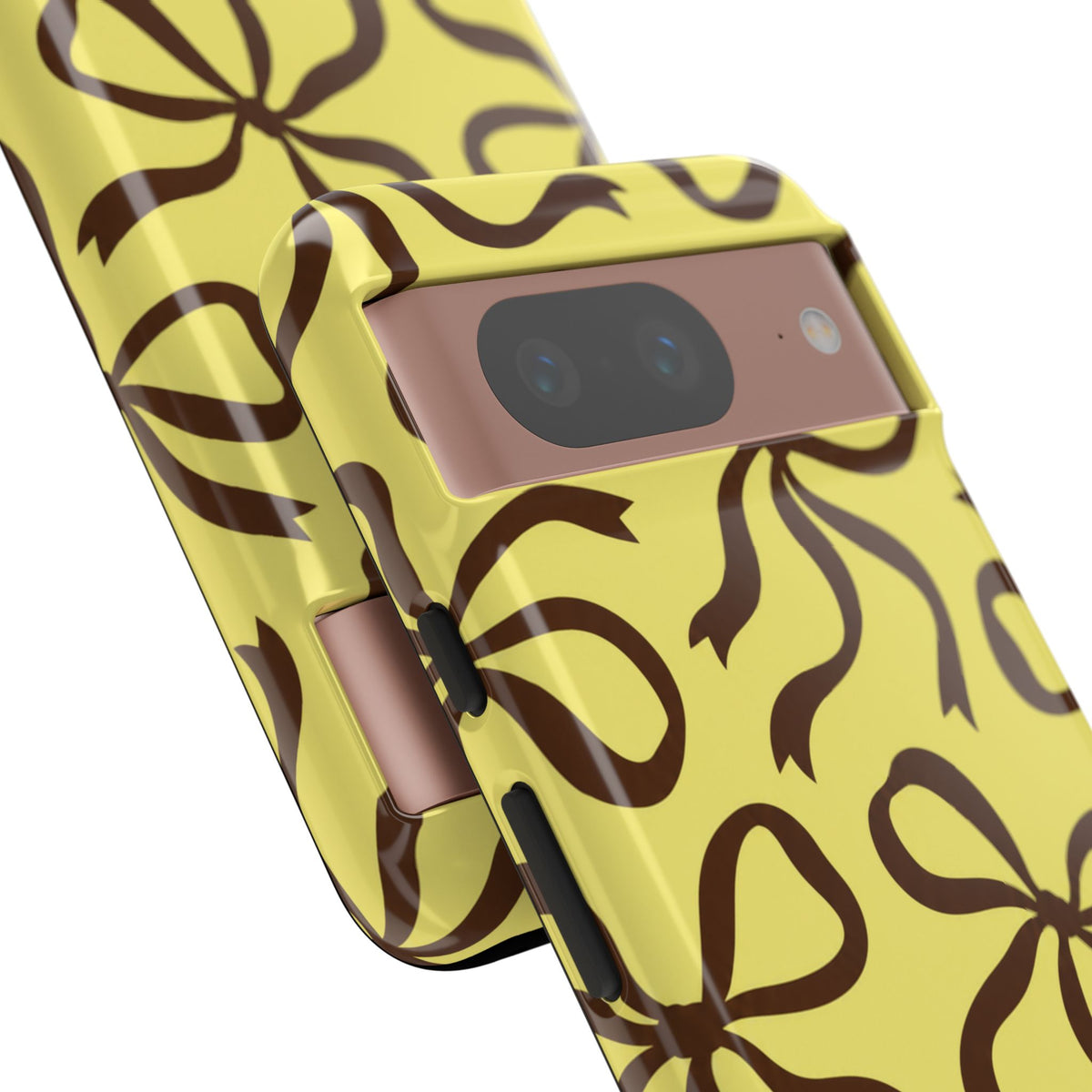 Bold Butter Yellow and Chocolate Brown Bow Pattern Phone Case