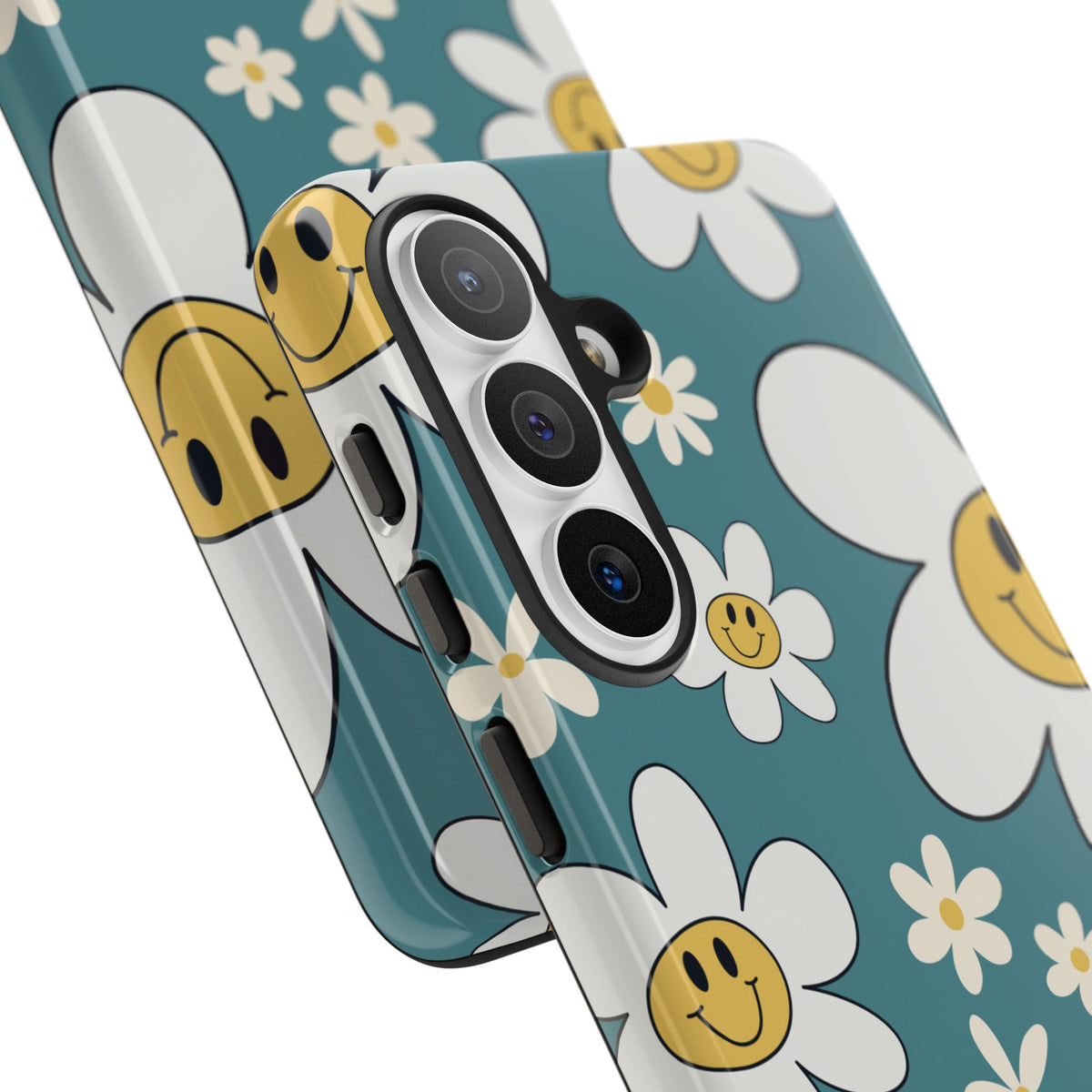 Fun Retro Daisy Pattern with Light Blue Background Phone Case - Blue Phone Case