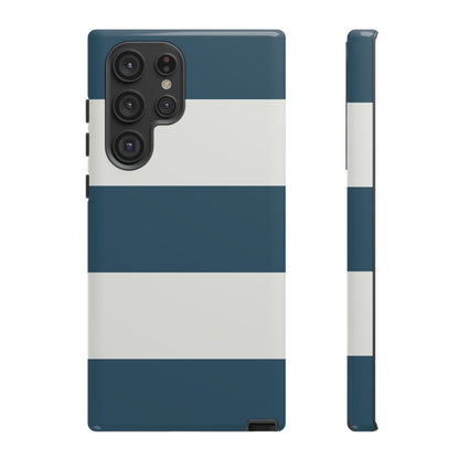 Blue & White Horizontal Stripe Pattern Phone Case - Blue Phone Case - Samsung Galaxy S22 Ultra / Glossy