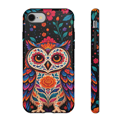 Vibrant Orange and Turquoise Calavera Owl Phone Case - Multicolor Phone Case - iPhone 8 / Glossy