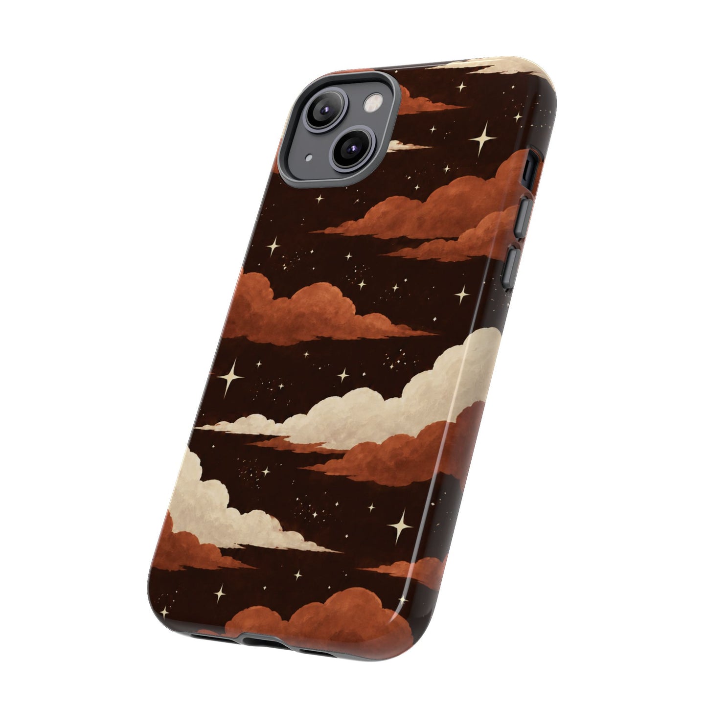 Illustrated Burnt Orange Clouds & Stars Phone Case