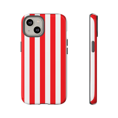 iPhone 14 / Glossy Phone Case - Simple Red & White Stripe Pattern Phone Case