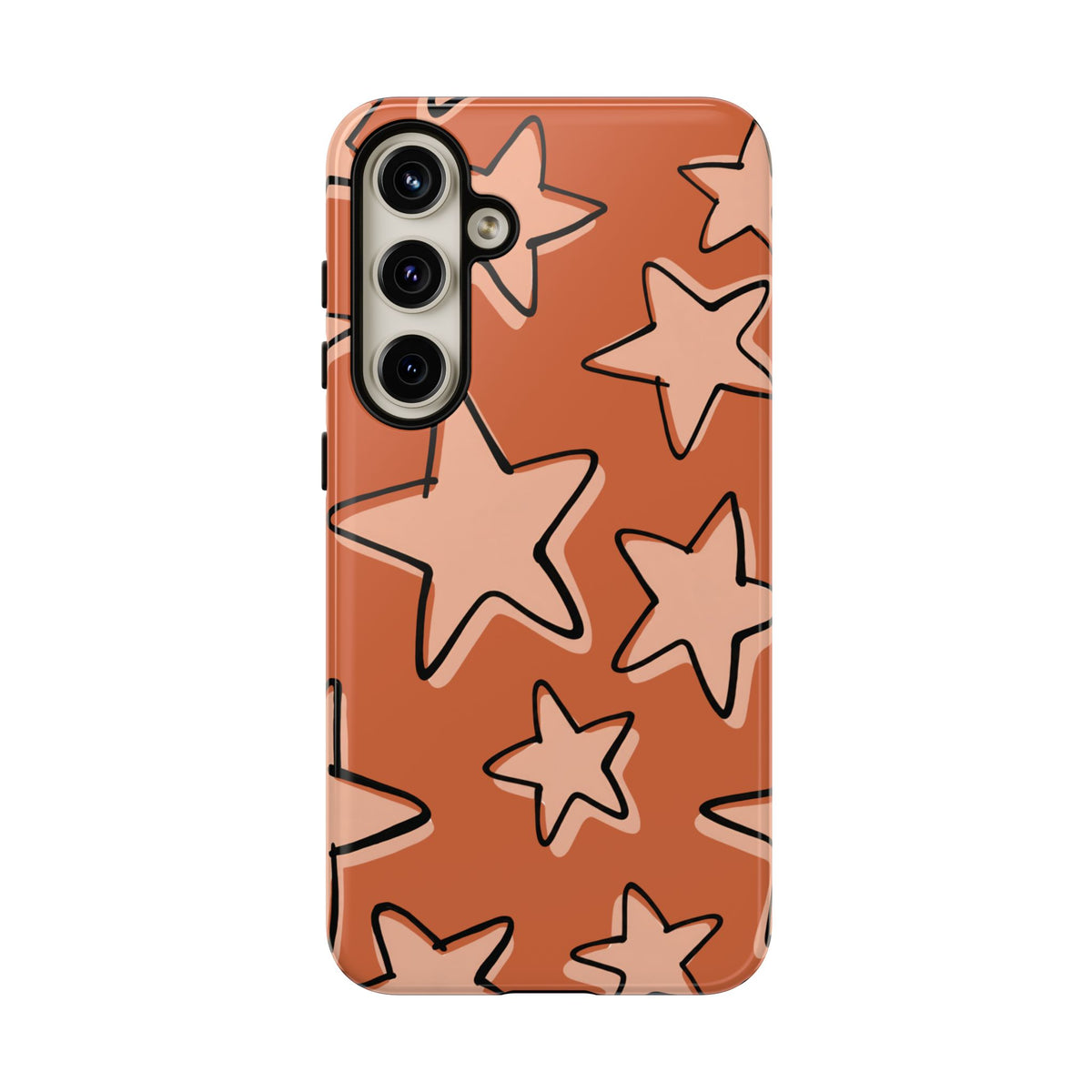 Burnt Orange Doodle Star Phone Case