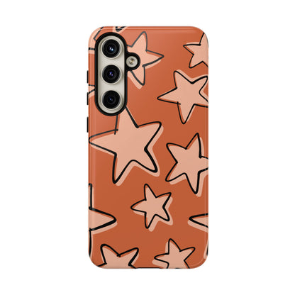 Burnt Orange Doodle Star Phone Case