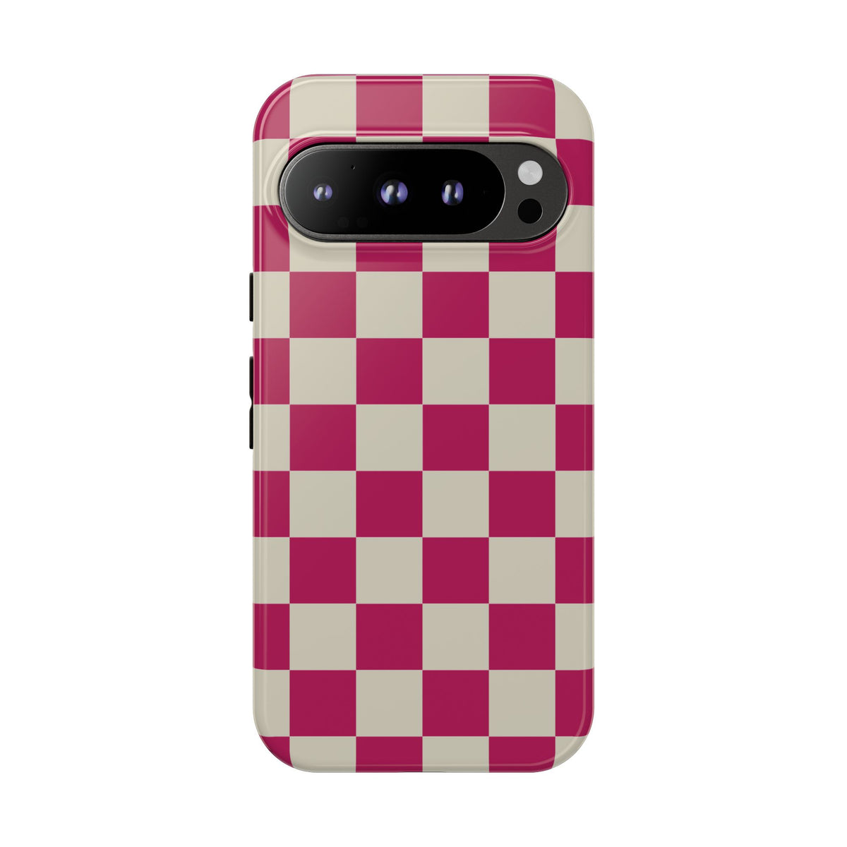 Pink & White Checked Pattern Phone Case - Pink Phone Case - Google Pixel 9 Pro / Glossy