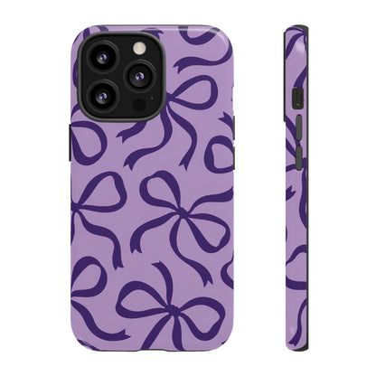 Bold Lilac and Deep Purple Bow Pattern Phone Case