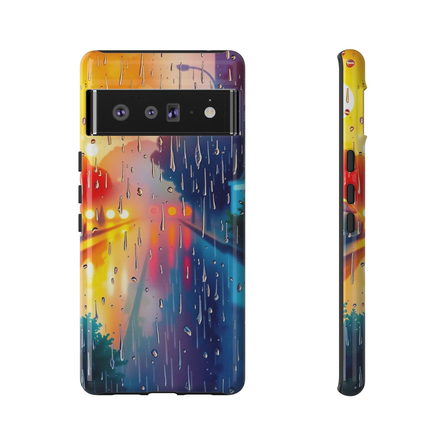 Google Pixel 6 Pro / Glossy Phone Case - Electric Rain Watercolour Design Phone Case