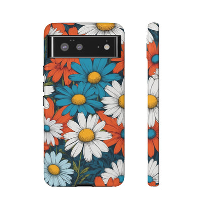 Google Pixel 6 / Glossy Phone Case - Pop Art Daisies Illustration ’Red & Blue’ Phone Case