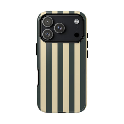 Green & Beige Stripe Pattern Phone Case - Green Phone Case - iPhone 18 Pro / Glossy