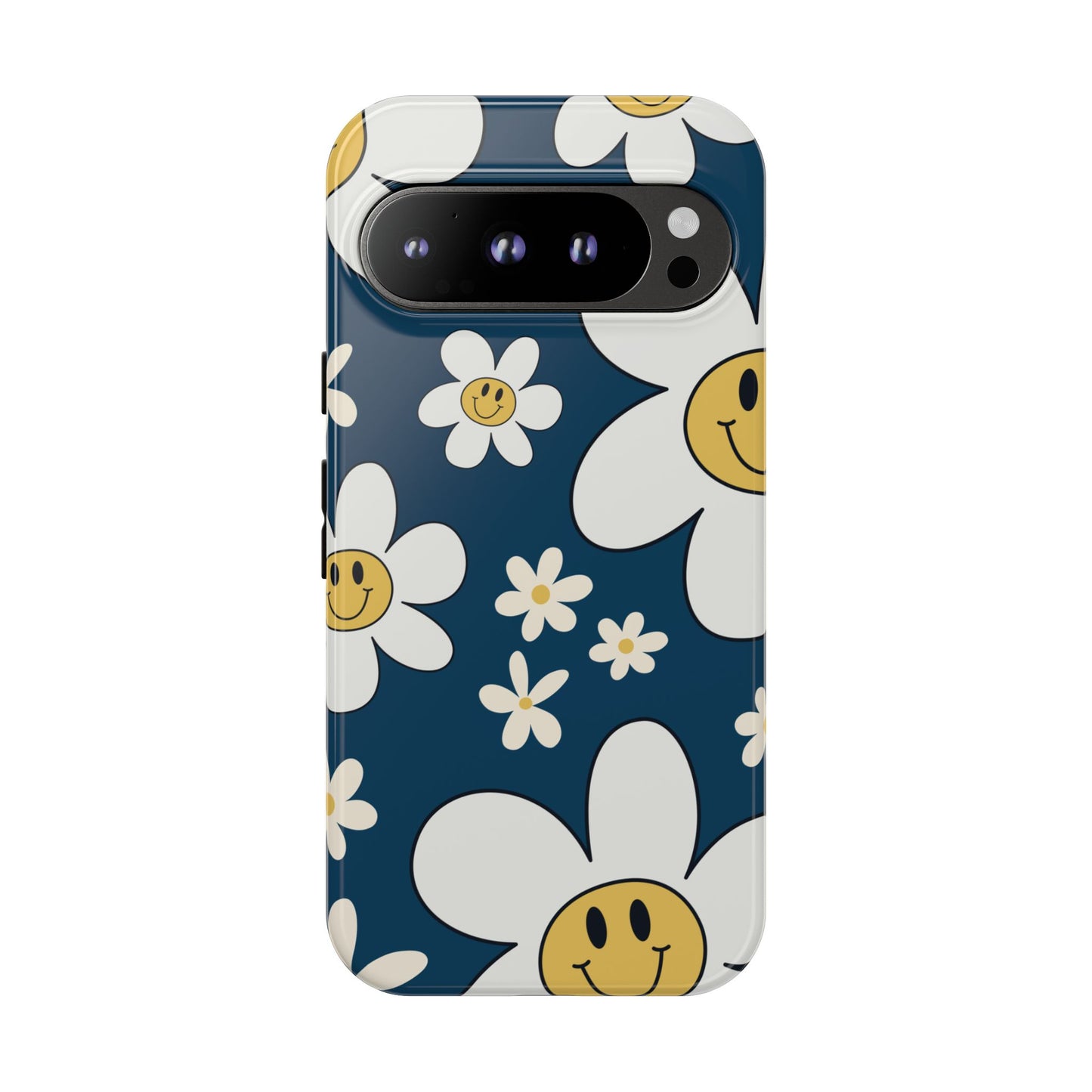 Fun Retro Daisy Pattern with Blue Background Phone Case - Blue Phone Case - Google Pixel 9 Pro / Glossy