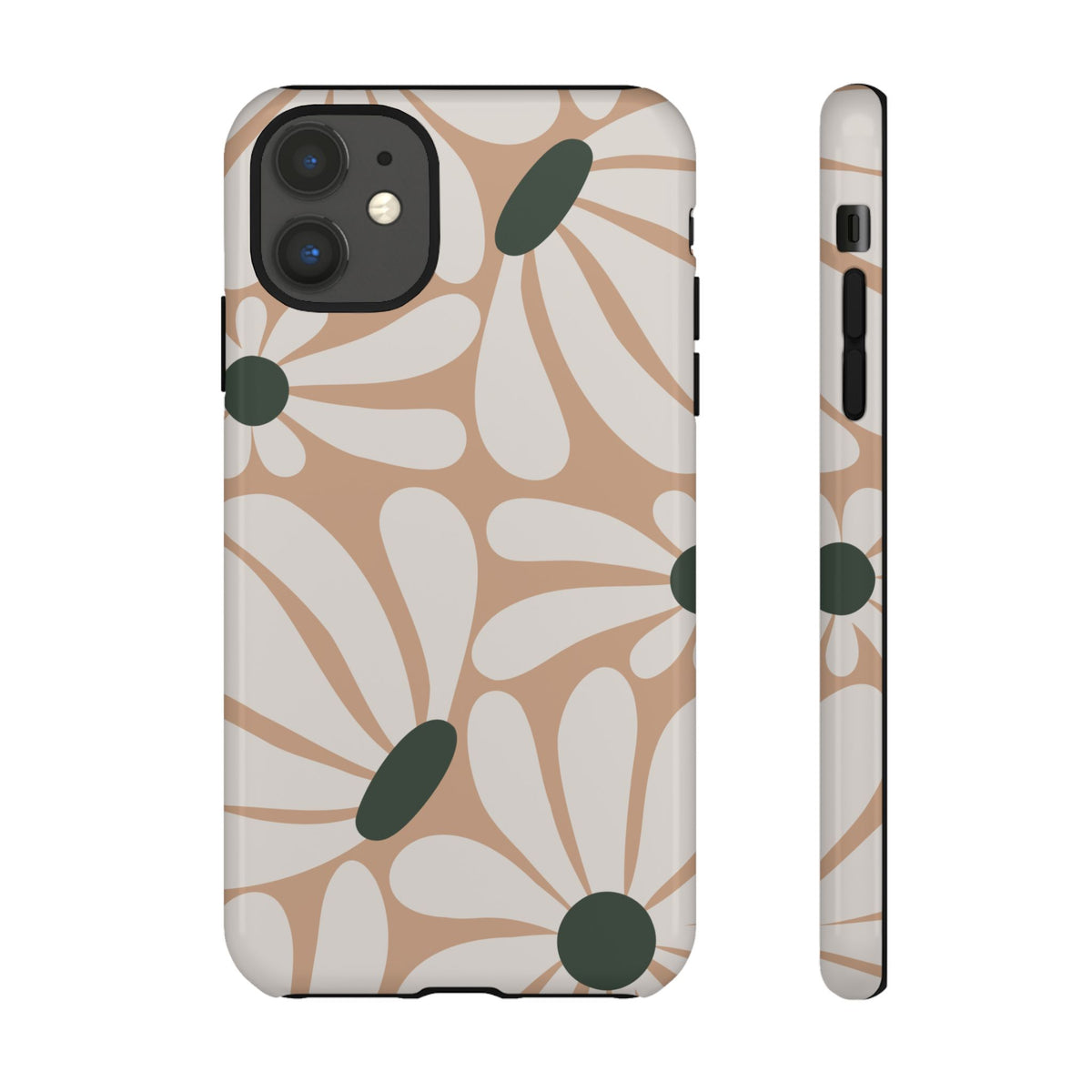 Retro Beige & White Daisy Pattern Phone Case - Beige Phone Case - iPhone 11 / Glossy