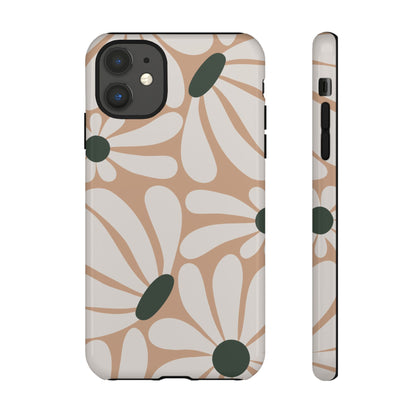 Retro Beige & White Daisy Pattern Phone Case - Beige Phone Case - iPhone 11 / Glossy