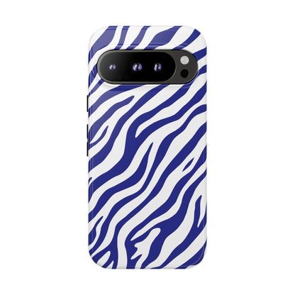 Stylish Electric Blue Zebra Print Phone Case