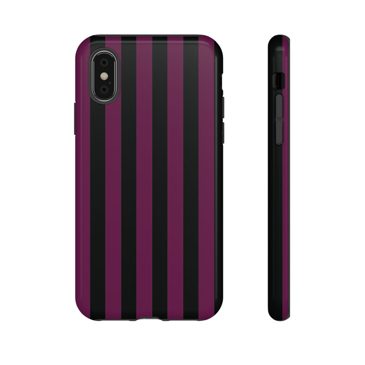 Trendy Plum & Black Stripe Pattern Phone Case - Purple Phone Case - iPhone XS / Glossy