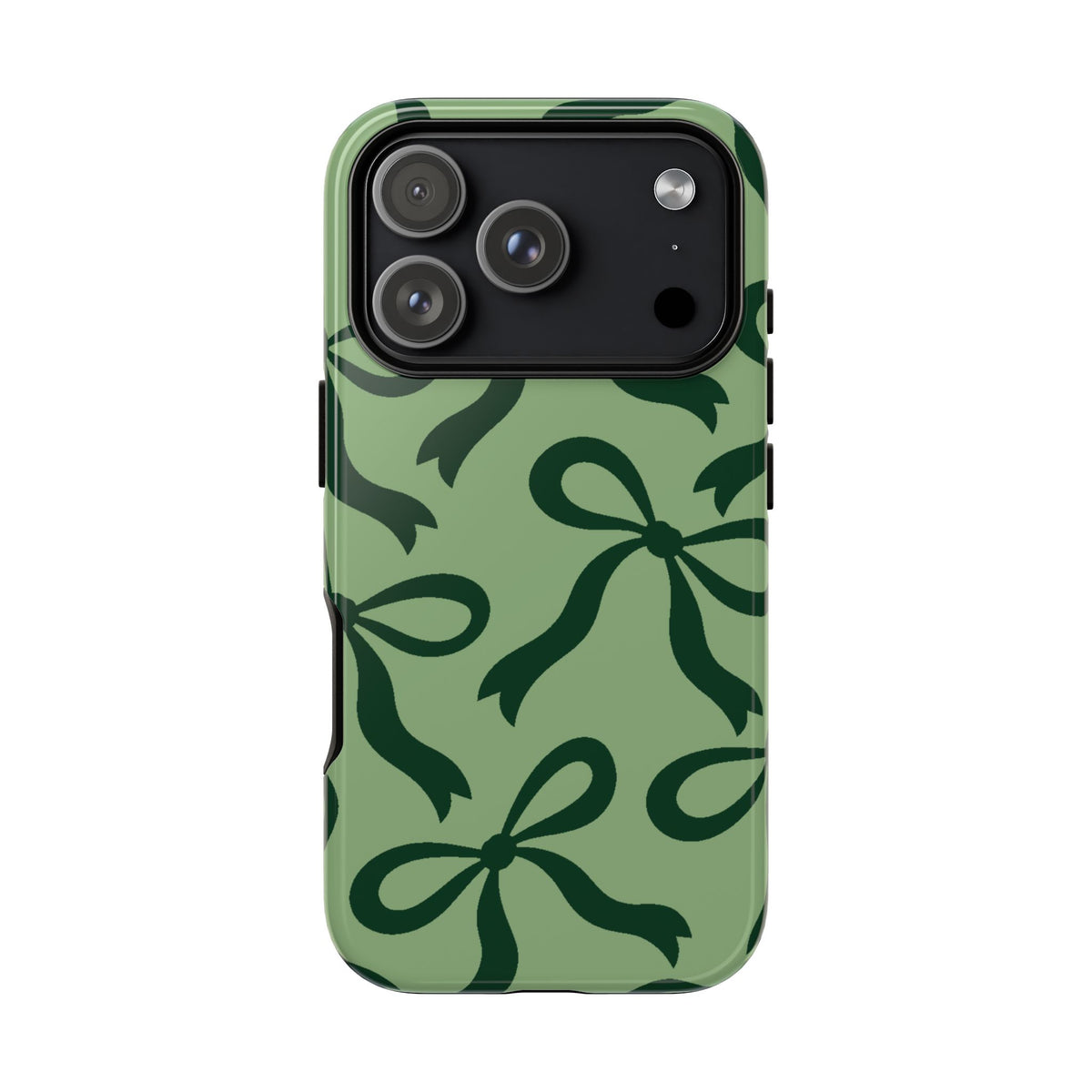 Bold Sage Green and Forest Green Bow Pattern Phone Case - Green Phone Case - iPhone 17 Pro / Glossy