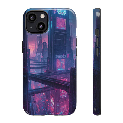Neon Cyberpunk Megacity Sci-fi Phone Case - Blue Phone Case - iPhone 13 / Glossy